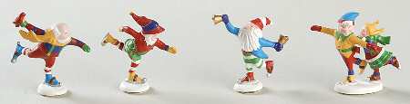 North Pole Village Elves On Ice-Set Of 4 - No Box