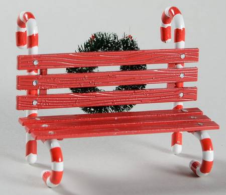 North Pole Village Candy Cane Bench - Boxed