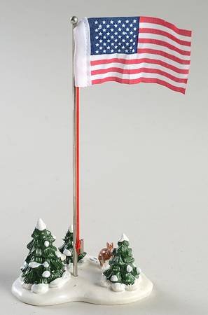 Snow Village Flag Pole - Boxed