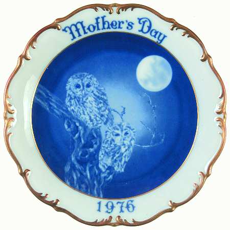 Mother's Day Plate Mother Owl  And Young - No Box