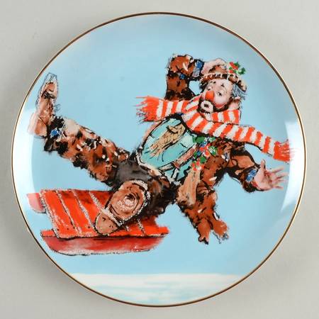 Emmett Kelly Christmas Plate Downhill-Christmas Plate - No Box