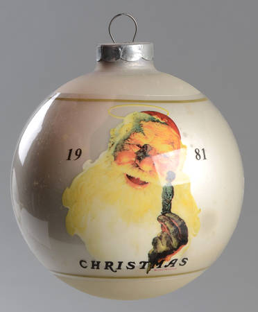 Norman Rockwell-Ball Ornament Santa With Boy On Finger - Boxed