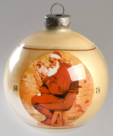 Norman Rockwell-Ball Ornament Santa With Map - Boxed