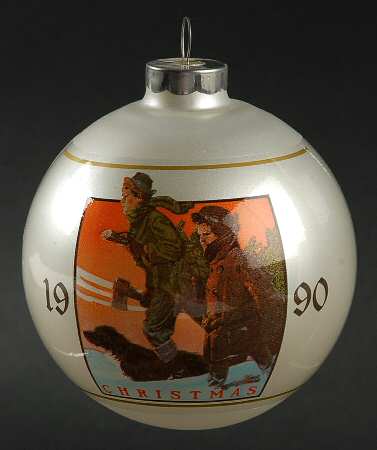 Norman Rockwell-Ball Ornament Bringing Home The Tree - No Box