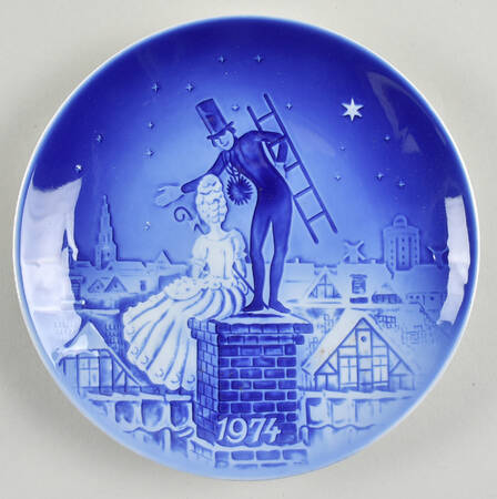 Svend Jensen Christmas Plate Shepherdess And Chimney Sweep - No Box