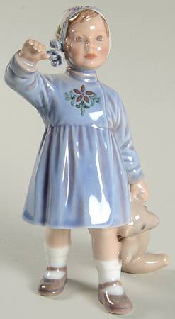 Dahl Jensen Figurine Girl With Teddy Bear - No Box