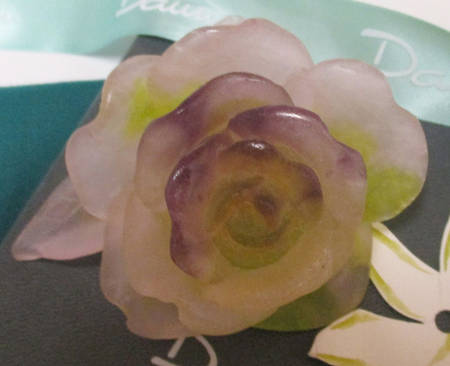 Daum Figurines Rose-Lilac & Green - No Box