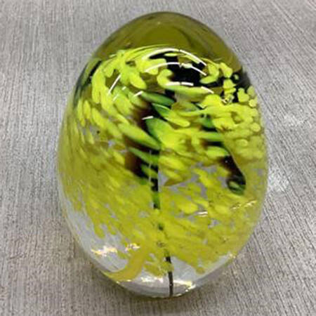 Daum Figurines Egg Paperweight-Cytise; Yellow,Black - No Box