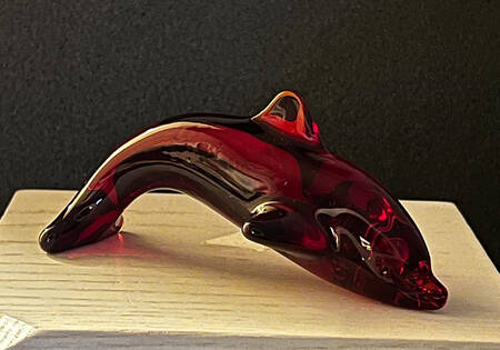 Daum Figurines Dolphin-Red - Boxed
