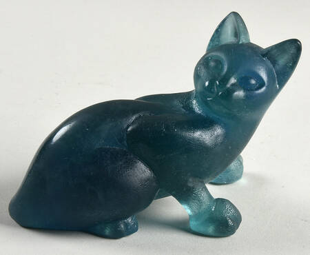 Daum Figurines Russian Cat-Seated, Light Blue - Boxed