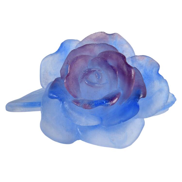 Daum Figurines Blue Lilac Rose - With Box
