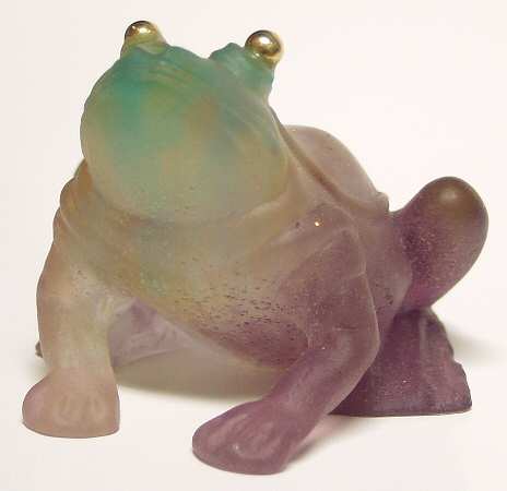 Daum Figurines Frog With Golden Eyes-Purple - No Box