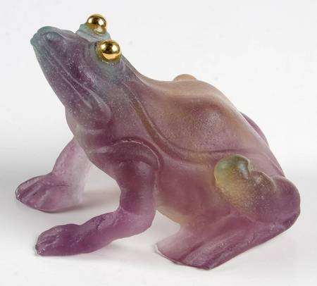 Daum Figurines Frog/Golden Eyes-Deep Purple - Boxed