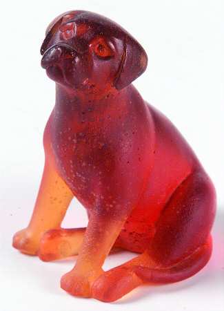 Daum Figurines Seated Labrador-Amber - No Box