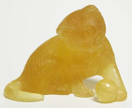 Daum Figurines Kitten W/ Ball-Amber - No Box