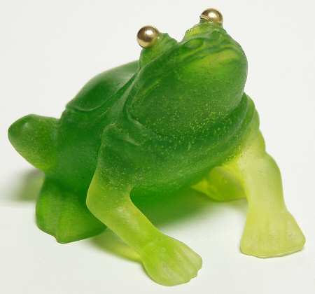 Daum Figurines Frog/Golden Eyes-Green/Yellow - No Box