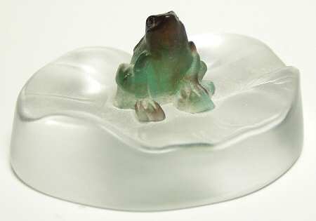 Daum Figurines Frog On Lily Pad-Paperweight - Boxed