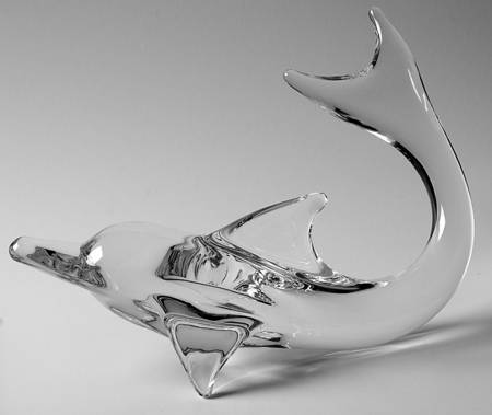 Daum Figurines Dolphin-Tail Up-Small - No Box