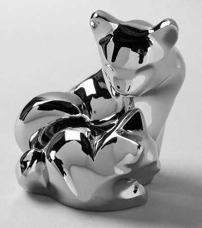 Barnyard Collection Cats-Pair Nickel Plate - Boxed