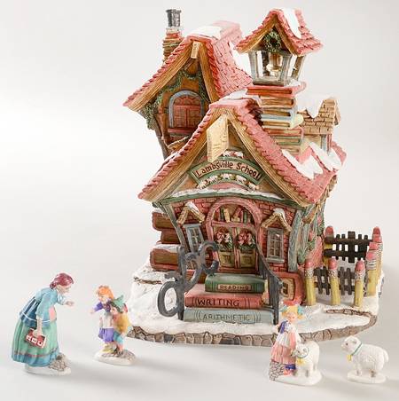 Storybook Village Lambsville School-Set Of 5 - Boxed