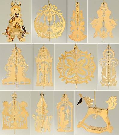 1983 Gold Christmas Ornament Collection Boxed Set Of 12 Ornaments - Boxed