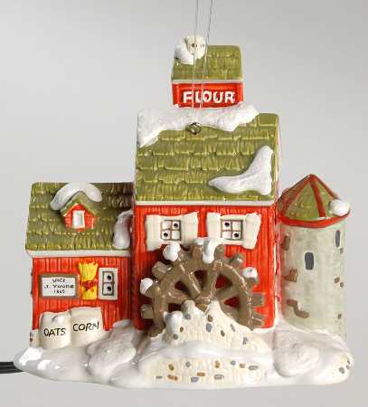 Snow Village Ornament Pinewood Log Cabin - No Box