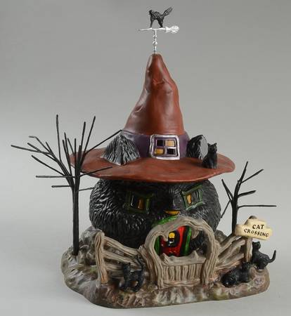 Witch Hollow-Snow Village Halloween Black Cat Shack - No Box