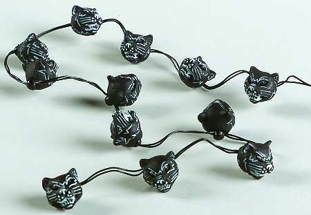 Snow Village Halloween Black Cat String Of Lights - Boxed