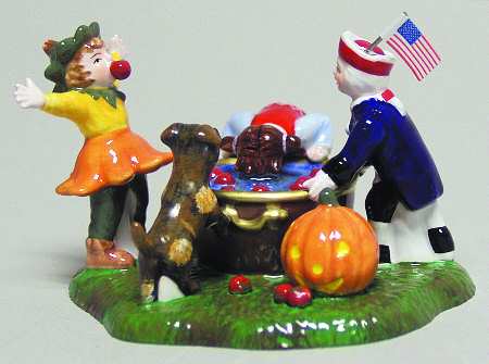 Snow Village Halloween Bobbing For Apples - No Box