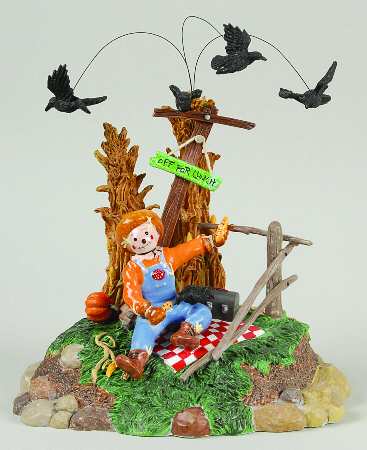 Snow Village Halloween Scarecrow & His Feathered Friends - Boxed