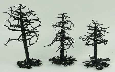 Snow Village Halloween Spooky Black Bare Branch Trees - No Box