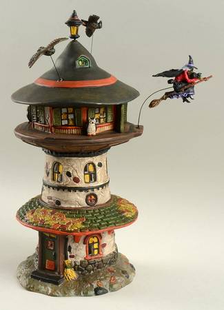 Witch Hollow-Snow Village Halloween Witch Way Home Tower - No Box