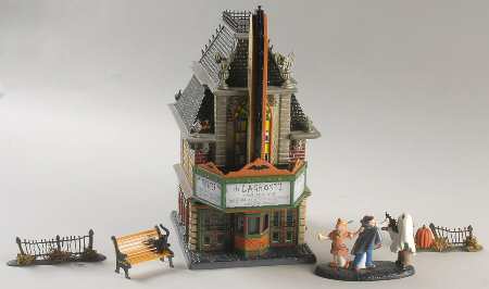 Snow Village Halloween Laghosti Movie Theater - No Box