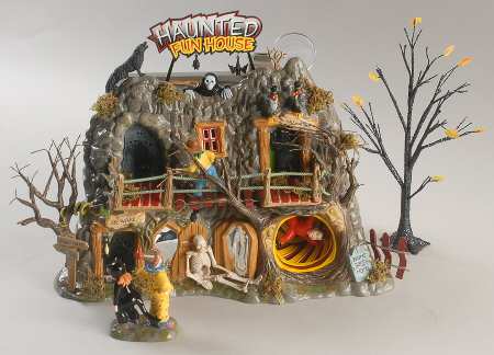 Snow Village Halloween Haunted Fun House-Set Of 4 - Boxed