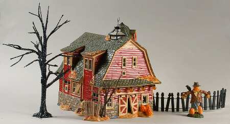 Snow Village Halloween Haunted Barn-Set Of 4 - No Box