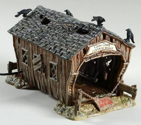 Snow Village Halloween Crow Creek Covered Bridge - No Box