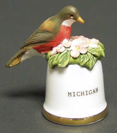 Birds and Flowers of the 50 States Michigan-Robin-Apple Blossom - No Box