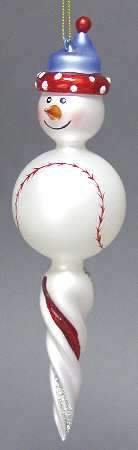 Blown Glass Ornaments Snowman Baseball - No Box