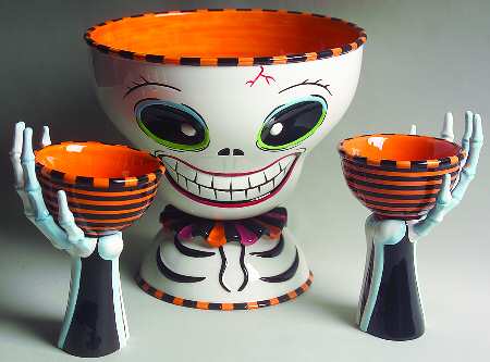 Glitterville Halloween Mr Bones Chip & Dip Set Of 5 - No Box