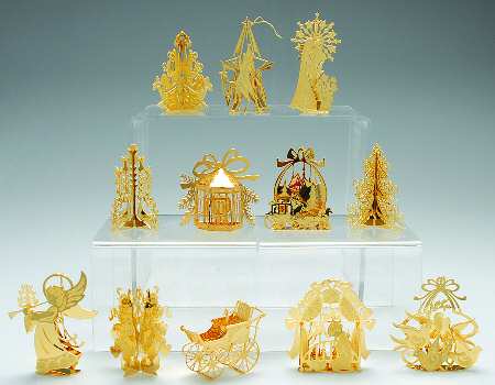 1988 Gold Christmas Ornament Collection Boxed Set Of 12 - Boxed