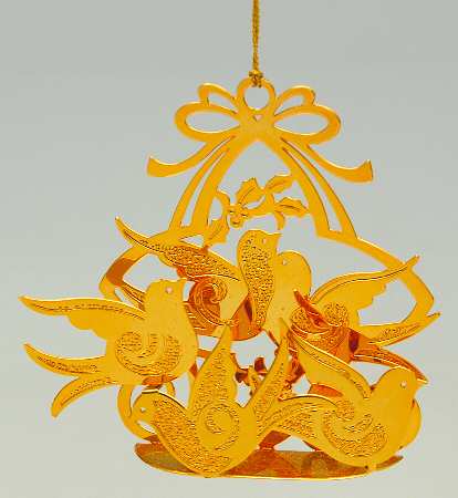 1988 Gold Christmas Ornament Collection Doves Of Peace - Boxed