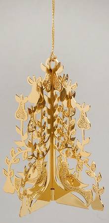 1988 Gold Christmas Ornament Collection Partridge In A Pear Tree - Boxed