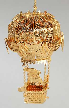 2000 Gold Christmas Ornament Collection Santa's Balloon - No Box
