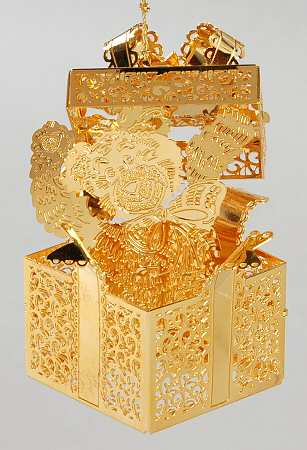 2000 Gold Christmas Ornament Collection Teddy Bear Surprise - No Box