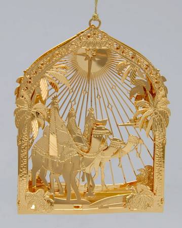 2002 Gold Christmas Ornament Collection Three Wise Men Following The Star - Boxed