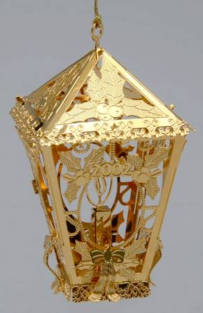 2002 Gold Christmas Ornament Collection Holiday Lantern - No Box