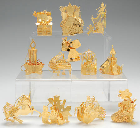 1994 Gold Christmas Ornament Collection by Danbury Mint