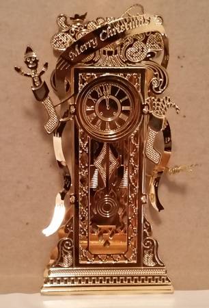 1997 Gold Christmas Ornament Collection Grandfather Clock - Boxed
