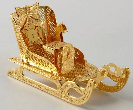 1998 Gold Christmas Ornament Collection Old-Fashioned Sled - Boxed
