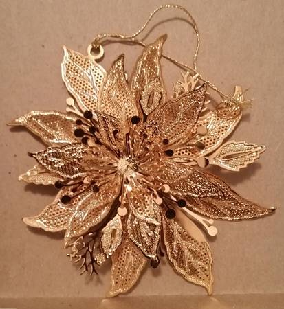 1998 Gold Christmas Ornament Collection Poinsettia - No Box